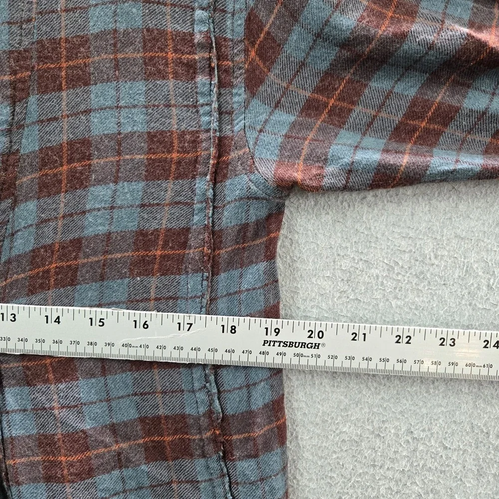 Free People Women Button‎ Up M Blue Wool Blend Plaid Flannel All About The Feel